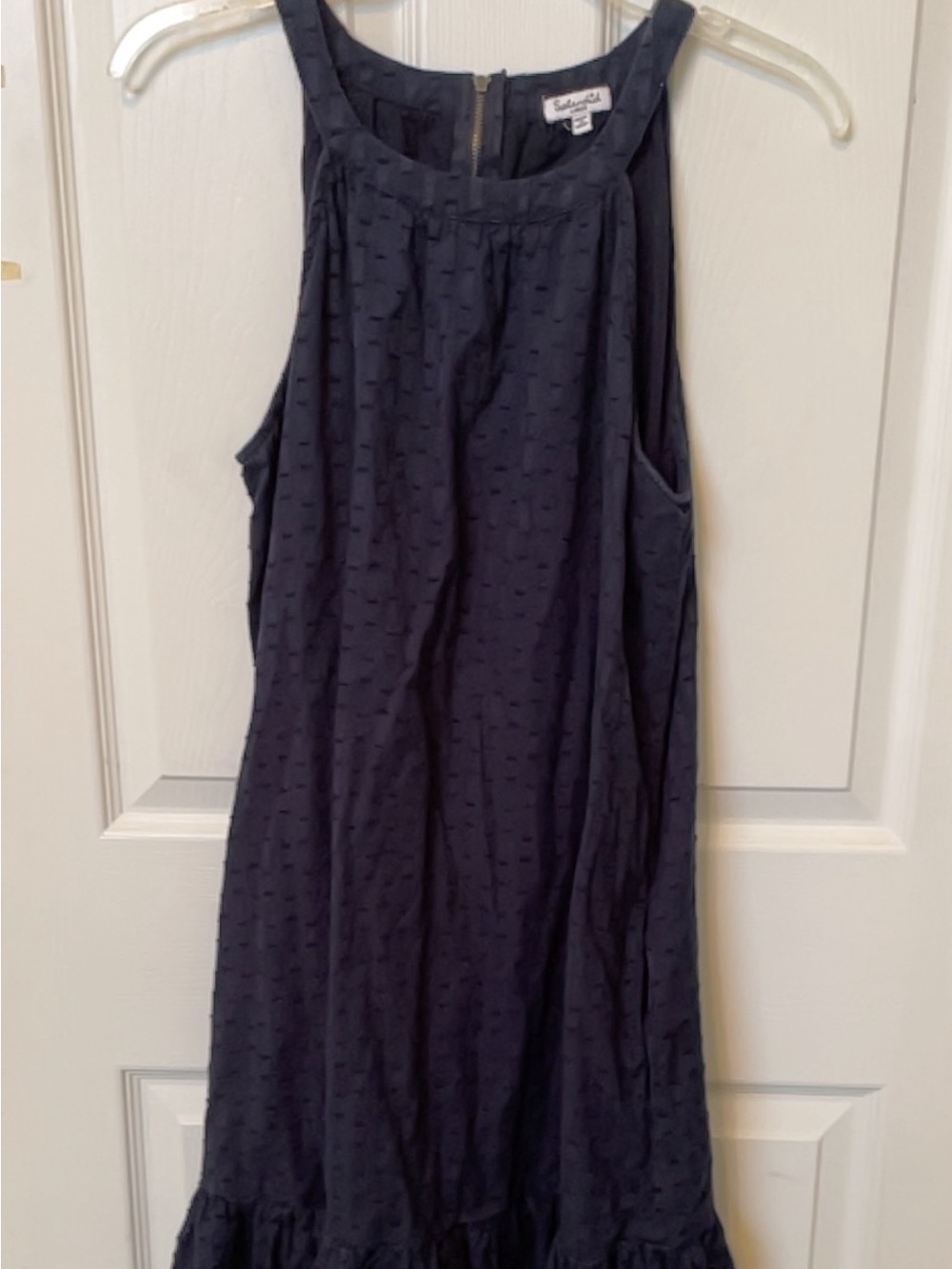 Splendid Navy blue Textured Sleeveless Ruffle Hem Dress large